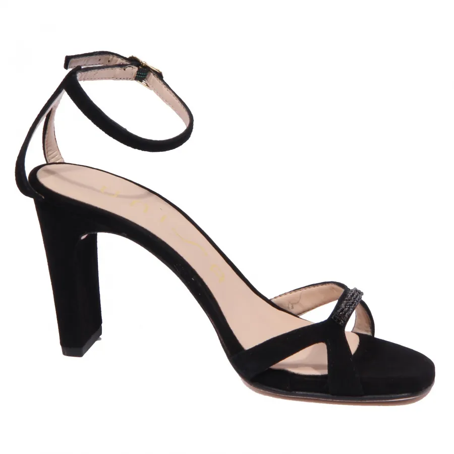 2076J sandalo donna black UNISA SAJO suede strass sandal shoe woman
