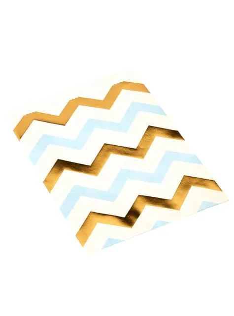 25 bustine di carta zigzag blu e dorato di carta - Pattern Works