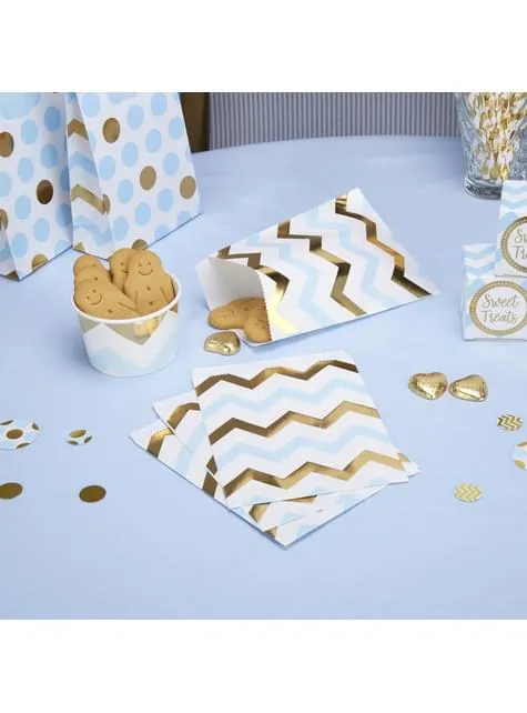 25 bustine di carta zigzag blu e dorato di carta - Pattern Works