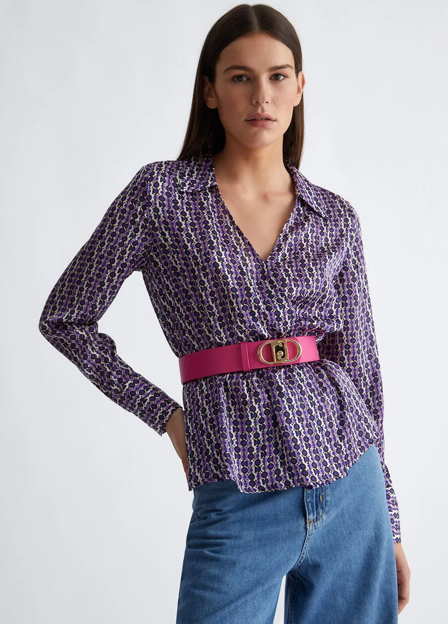 4 cm belt with Logo / Pink