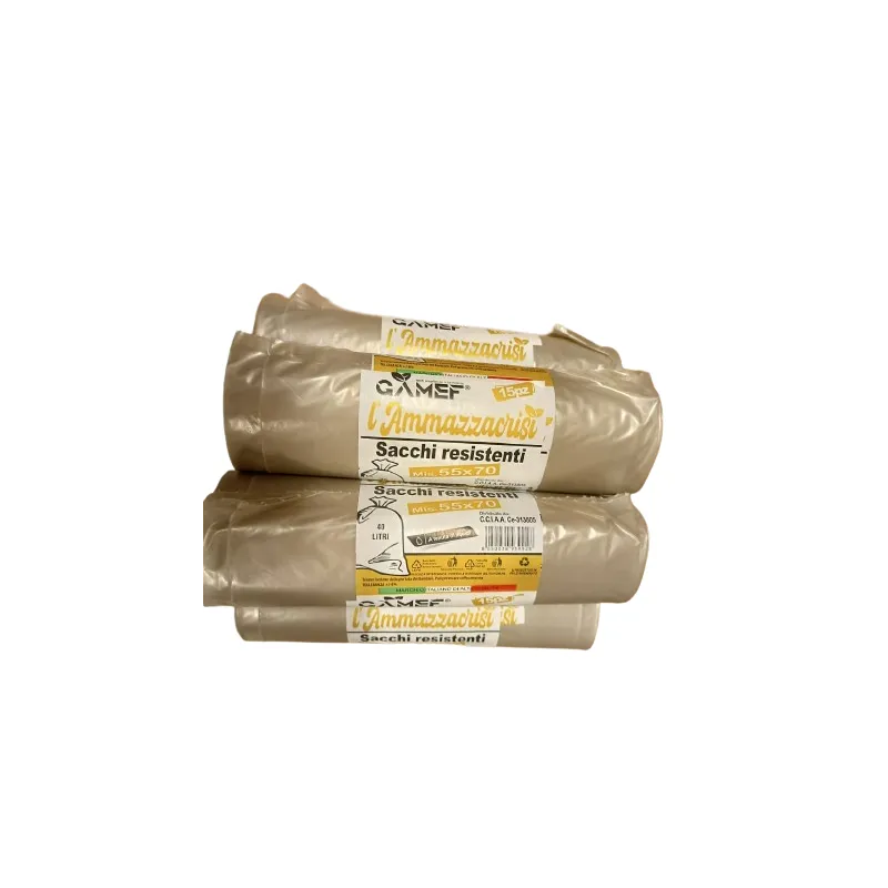 75 SACCHI (5 ROTOLI) SUPER RESISTENTI PER RIFIUTI 5982 55X70 AMBRA 40 LITRI PER IMMONDIZIA GAMEF