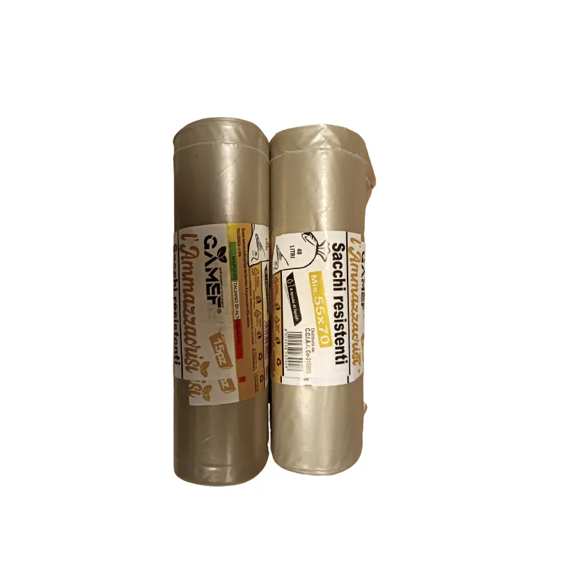 75 SACCHI (5 ROTOLI) SUPER RESISTENTI PER RIFIUTI 5982 55X70 AMBRA 40 LITRI PER IMMONDIZIA GAMEF