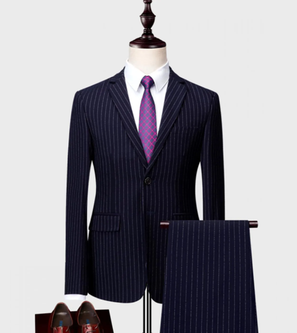 Abito da uomo primavera e autunno New Striped Business Casual Slim Fit Abito da 2 pezzi Taglia grande M 6xl Abito da tutti i gio