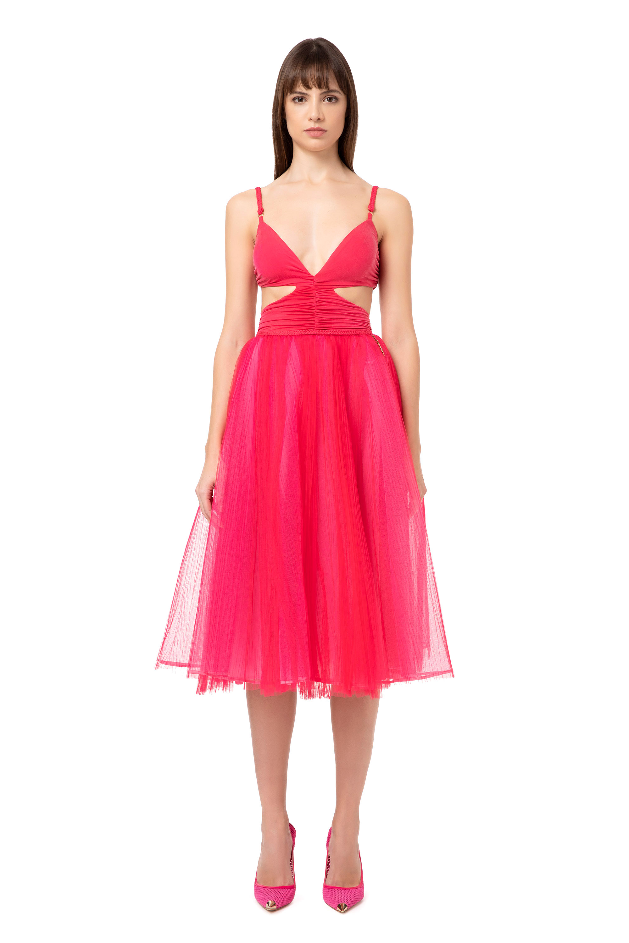 Abito midi con gonna in tulle