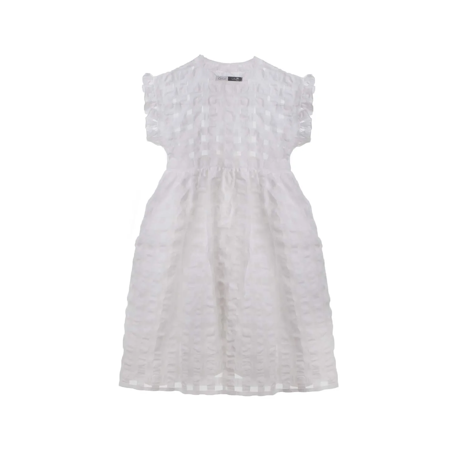 Abito Seicento Bianco In Organza Check Bambina