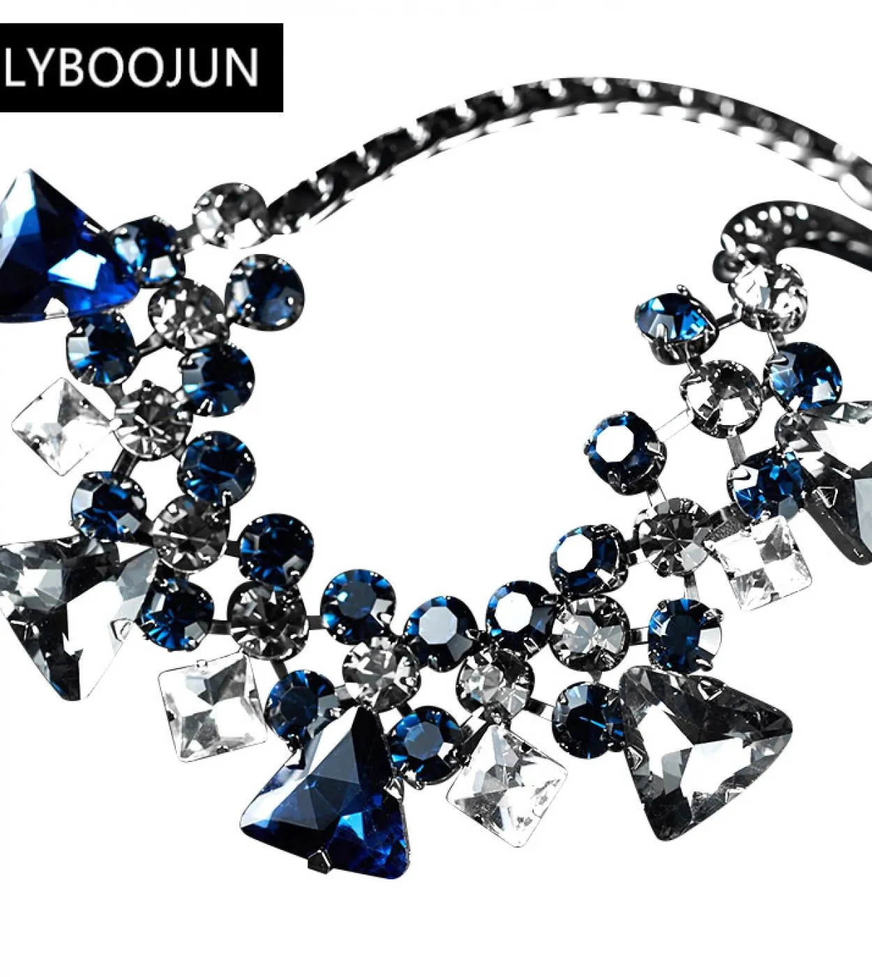 Alta moda di lusso di marca di cristallo blu grande nappa pendente collana catena per le donne festa nuziale splendido fine Duba