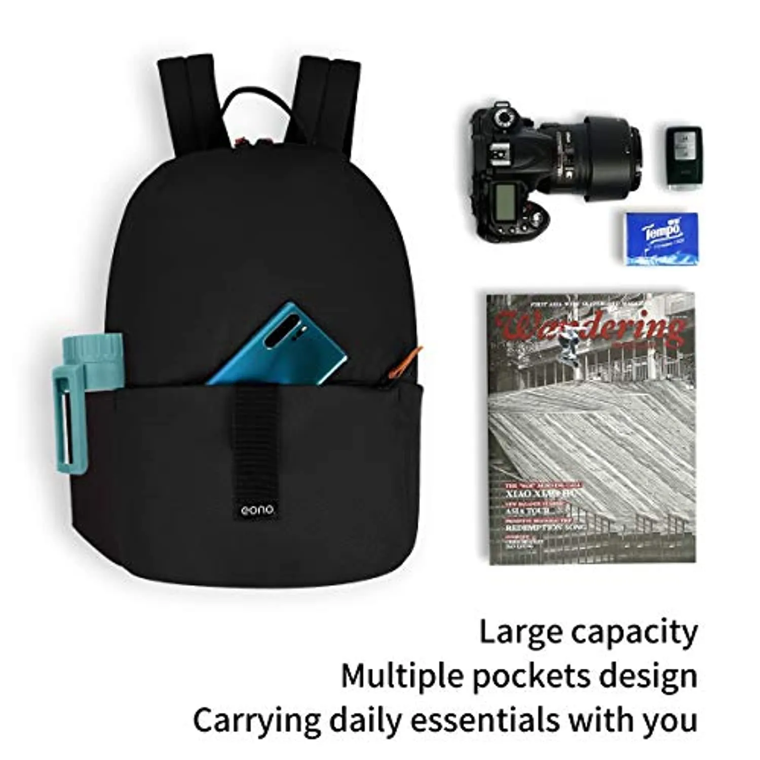 Amazon Brand - Eono Zaino Ultraleggero per Donna Uomo, Capacità 20 L, Zaino Classico Multiuso per Scuola, Escursioni, Campeggio,