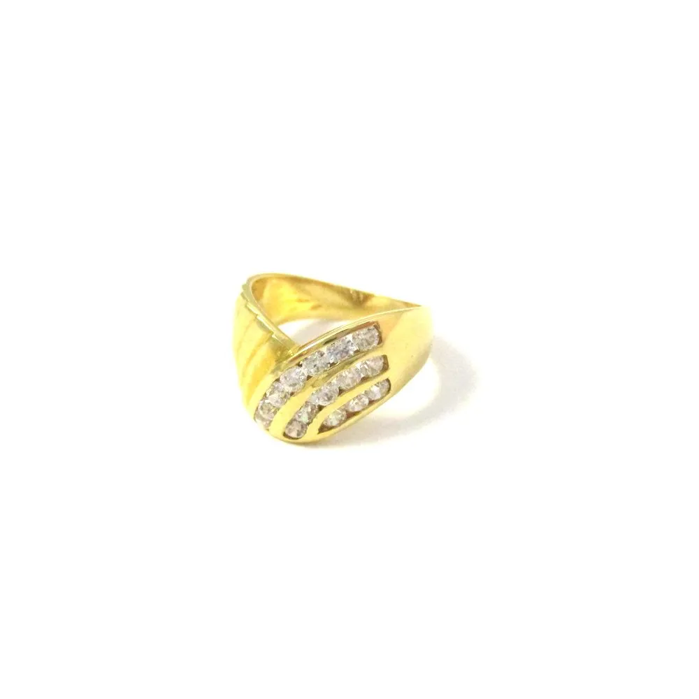 ANELLO DA DONNA IN ORO GIALLO 18 KT CON ZIRCONI BIANCHI