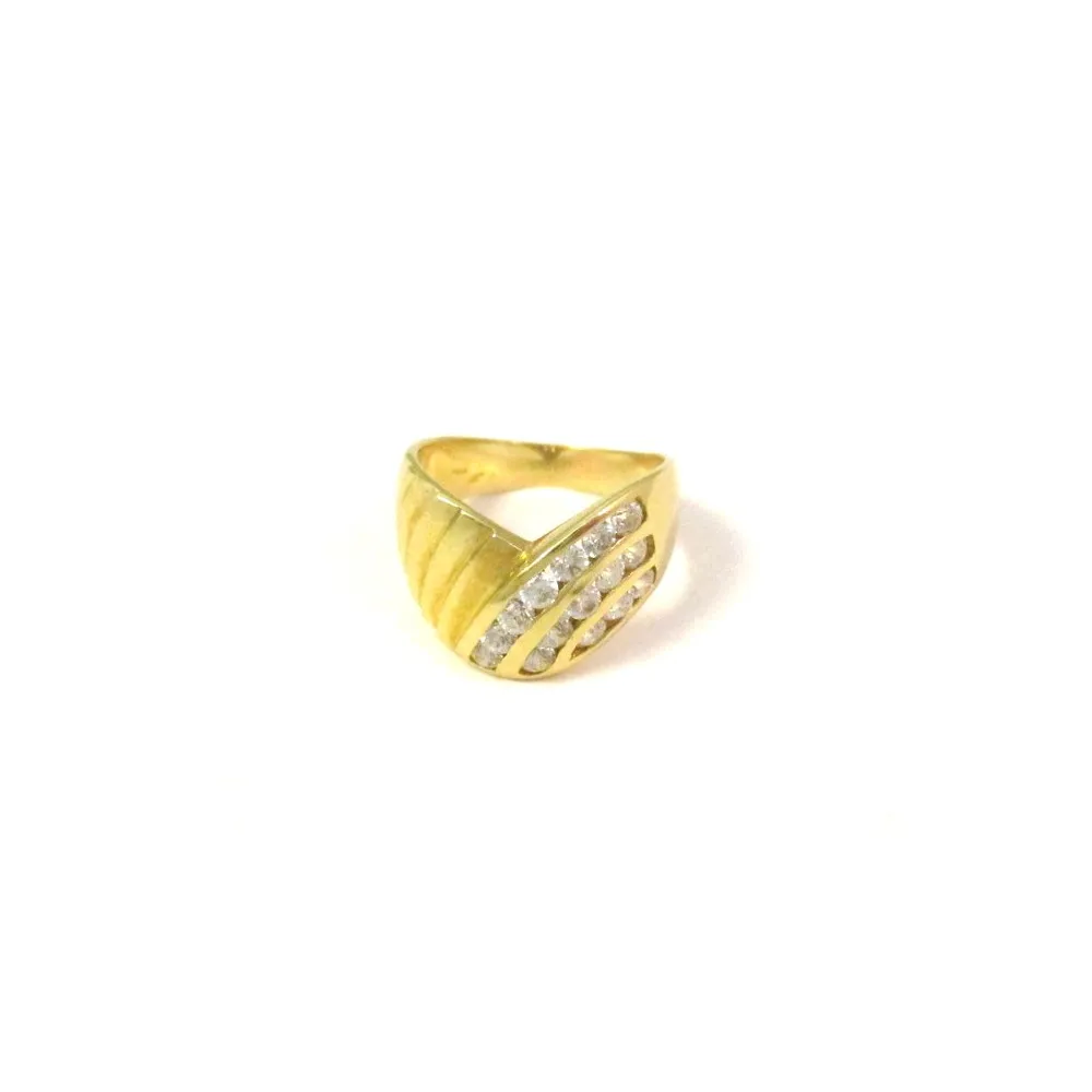 ANELLO DA DONNA IN ORO GIALLO 18 KT CON ZIRCONI BIANCHI