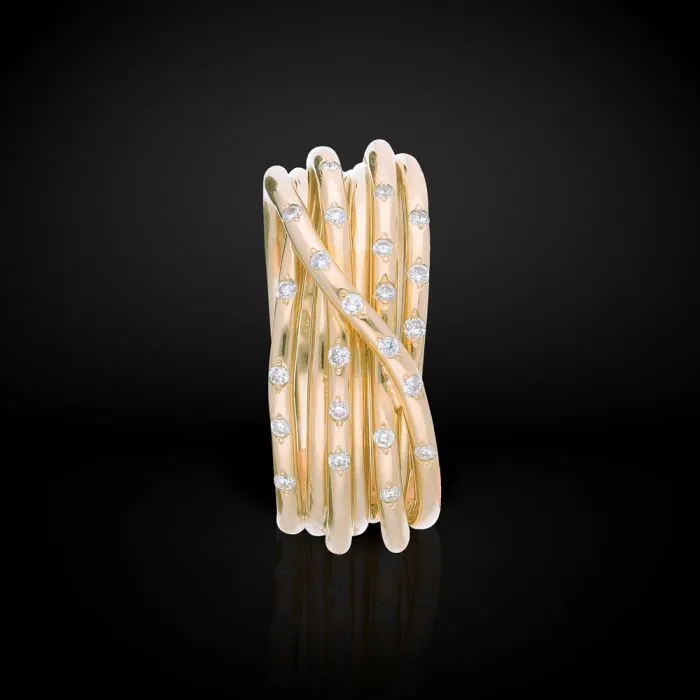 ANELLO FILODELLAVITA LEDA COLLECTION 7 FILI IN ORO GIALLO 18KT E DIAMANTI BIANCHI