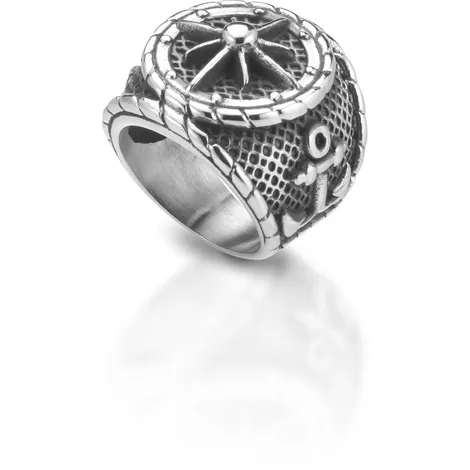  Anello mis-22 in acciaio con rosa dei venti 