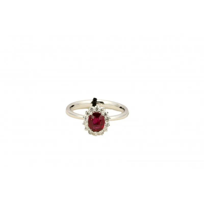anello recarlo oro bianco 750 rubino e diamanti 