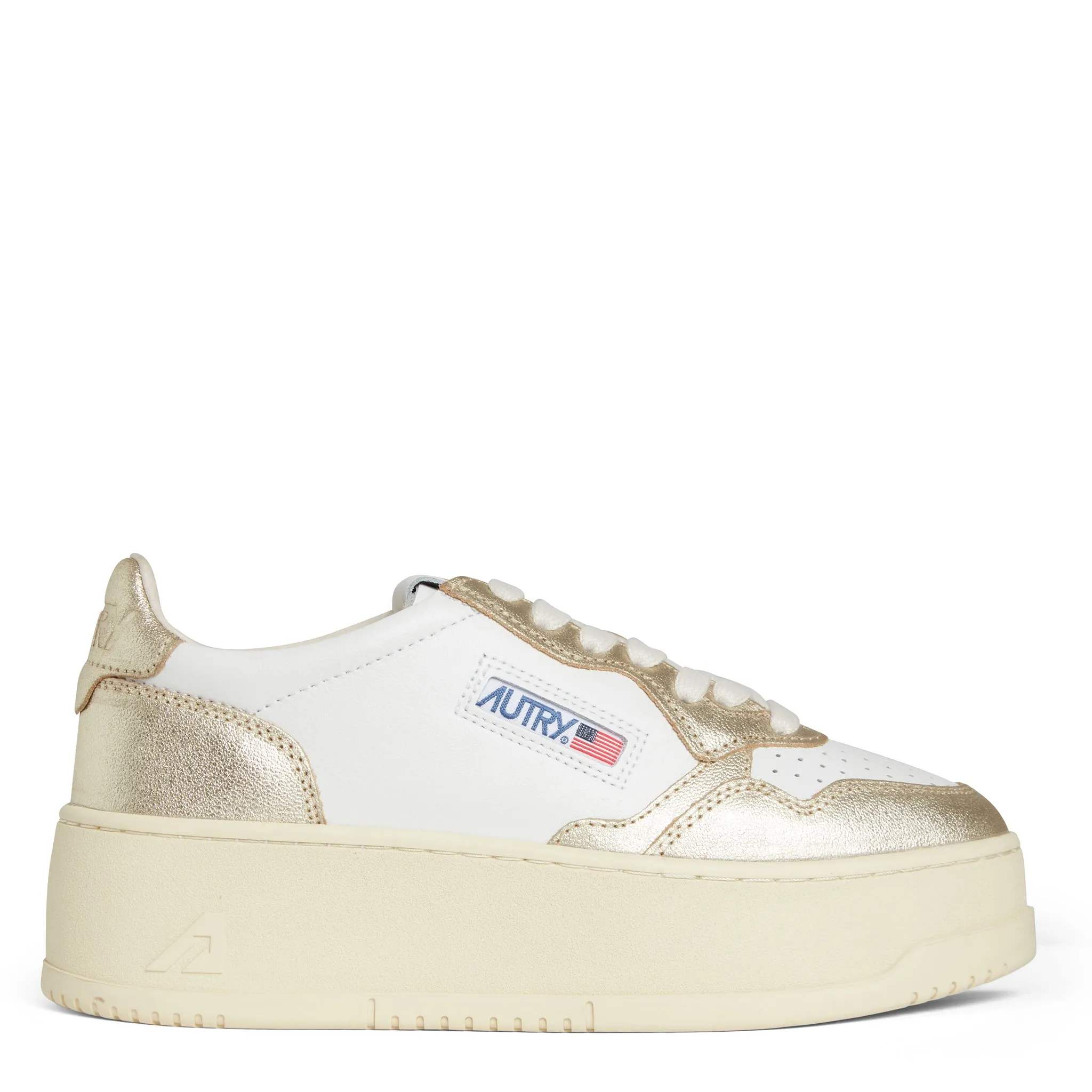 AUTRY  Sneakers ''Platform Low'' in pelle bianche e oro