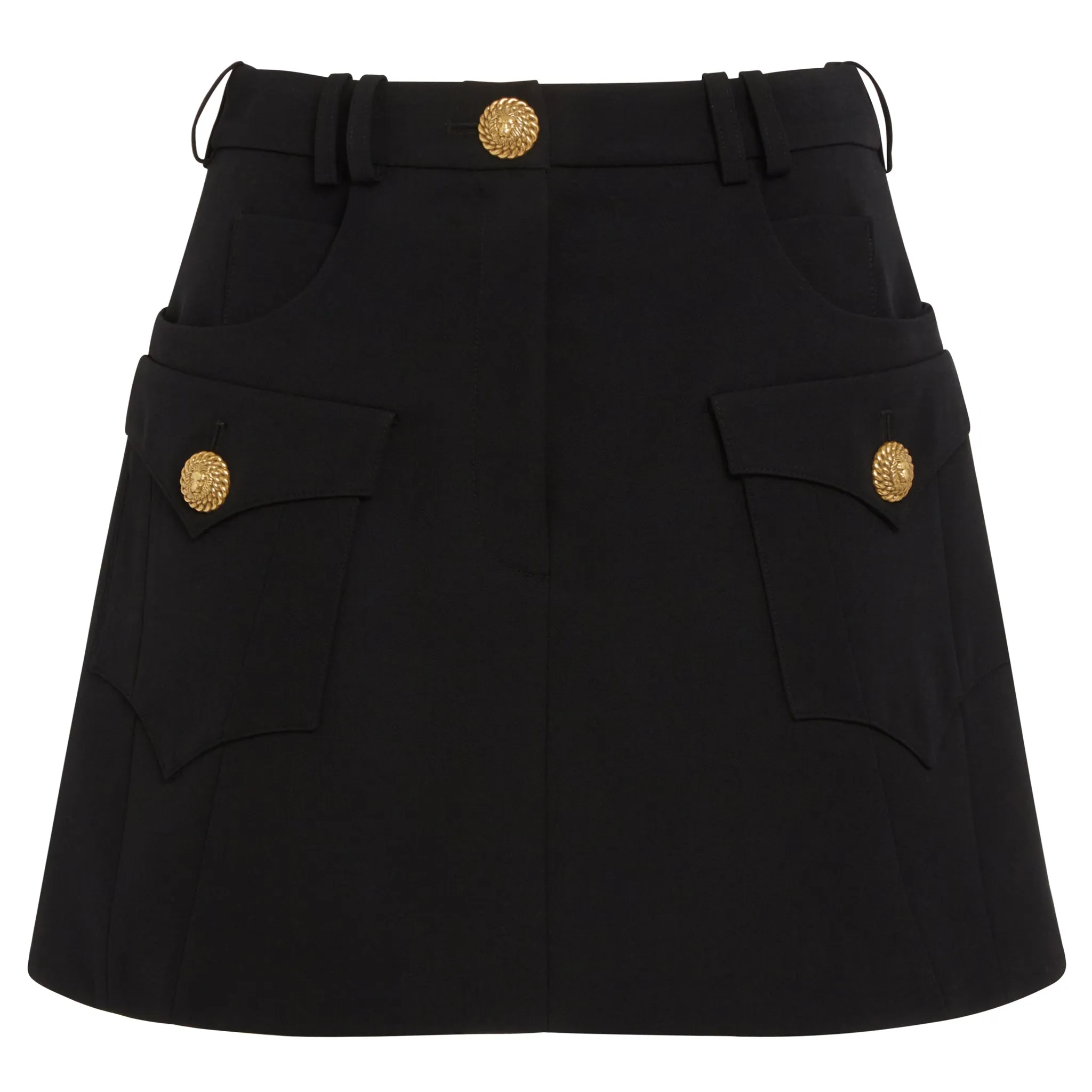 BALMAIN  Mini gonna in lana nera