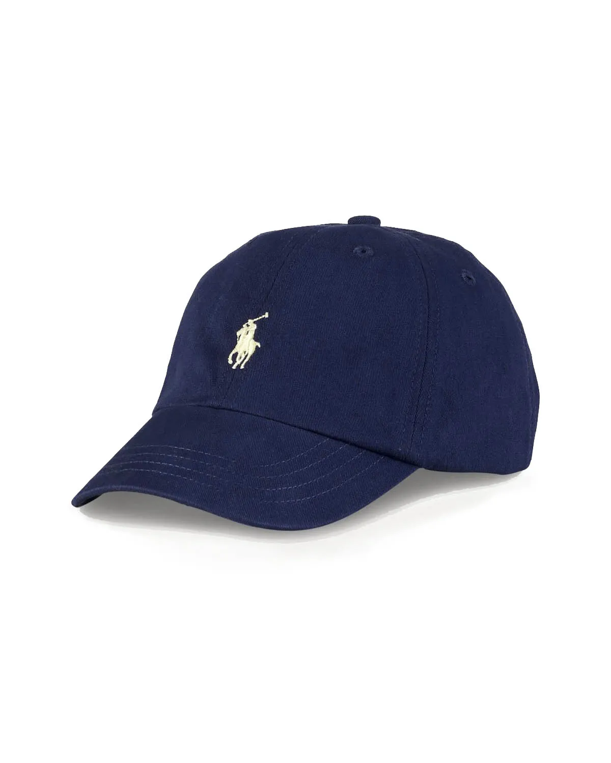Berretto blu con frontino in cotone e logo pony panna 4-7 anni