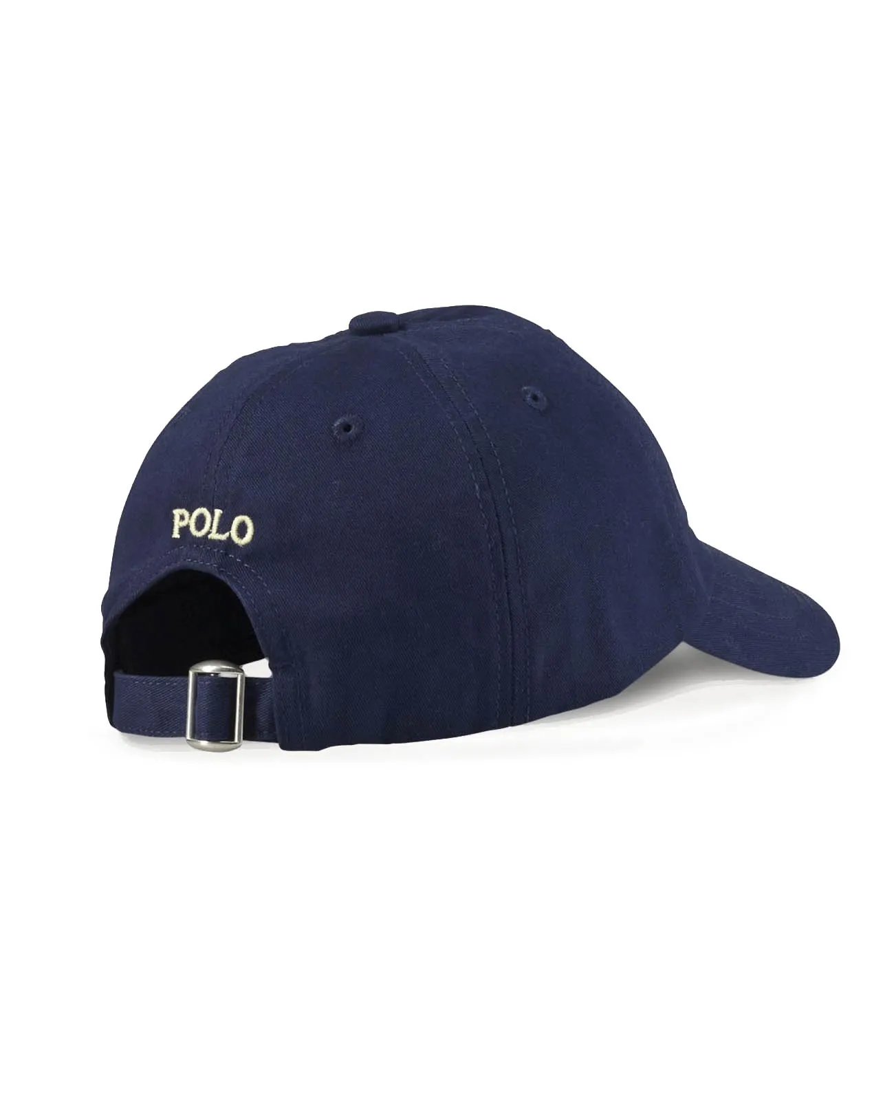 Berretto blu con frontino in cotone e logo pony panna 4-7 anni