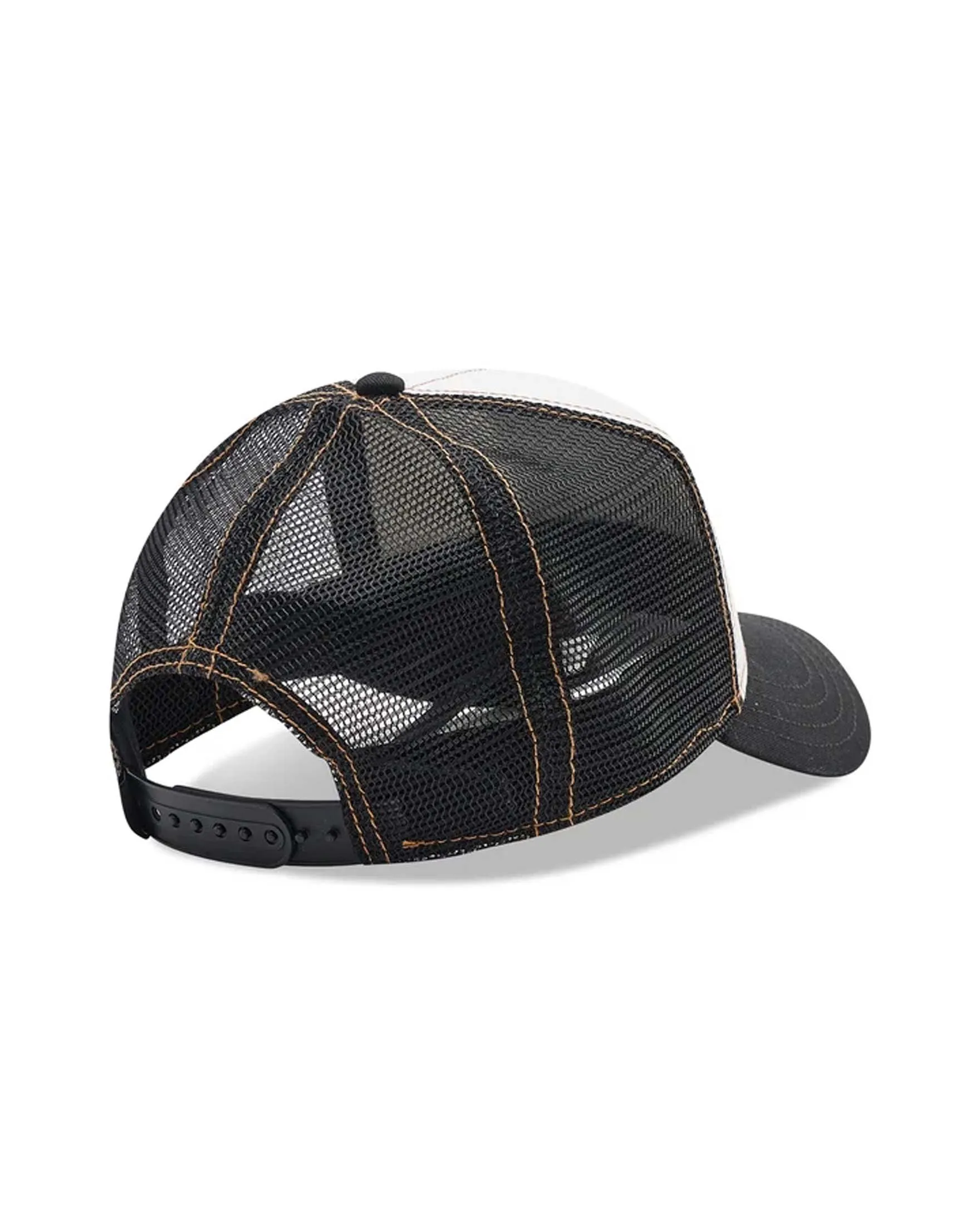 Berretto King Lion trucker bianco con patch leone e parte in mesh nera