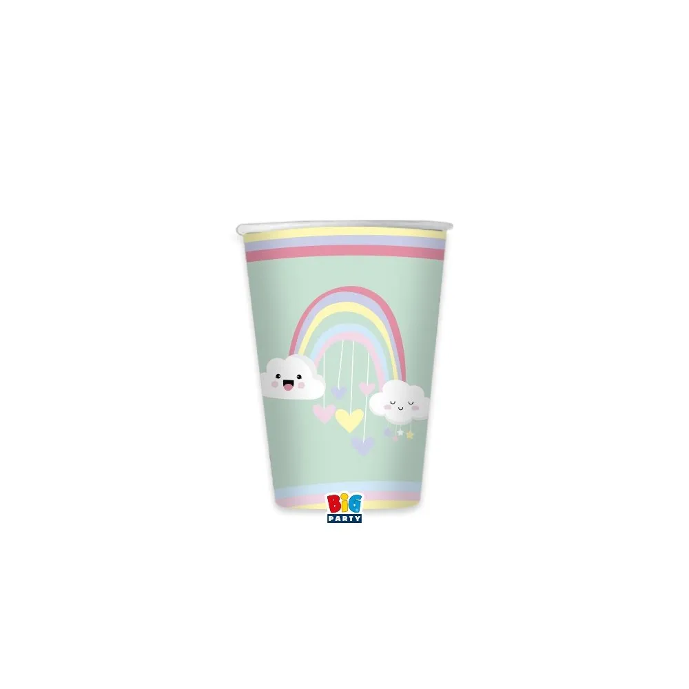 Bicchieri in cartoncino arcobaleno, rainbow con nuvoletta, Misura 250 ccCf da 8 pezzi