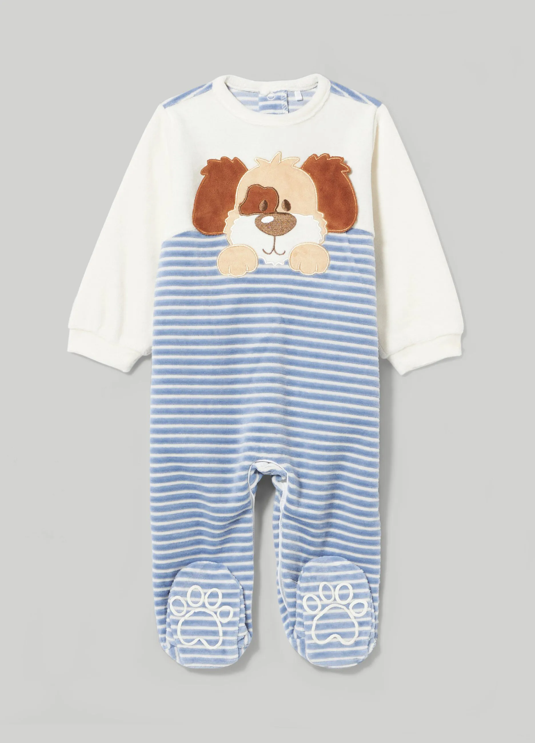 BLUKIDS  Tutina rigata in ciniglia neonato