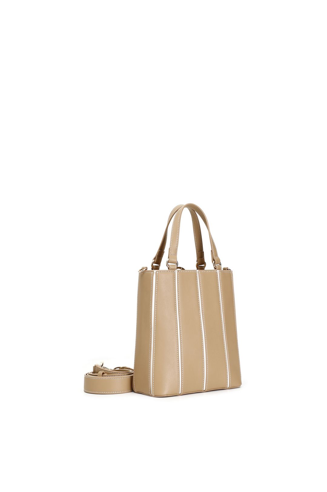 borsa a secchiello con accessorio cafènoir a contrasto cuoio