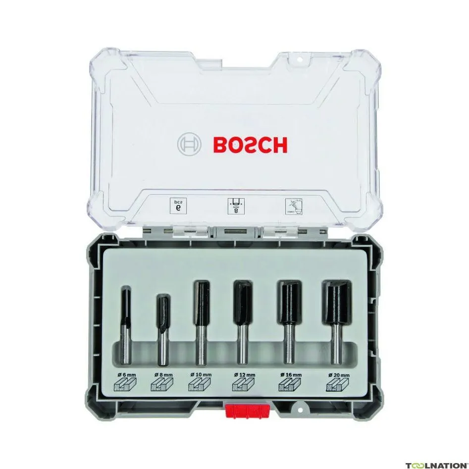 Bosch Professional Accessori 2607017466 Set di frese diritte da 6 pezzi con gambo da 8 mm