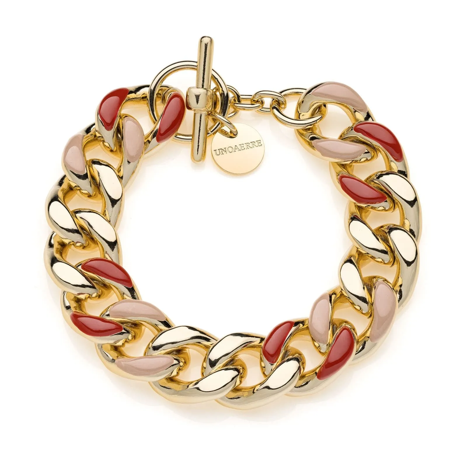 Bracciale Unoaerre groumette smalto beige e bordeaux - 2183