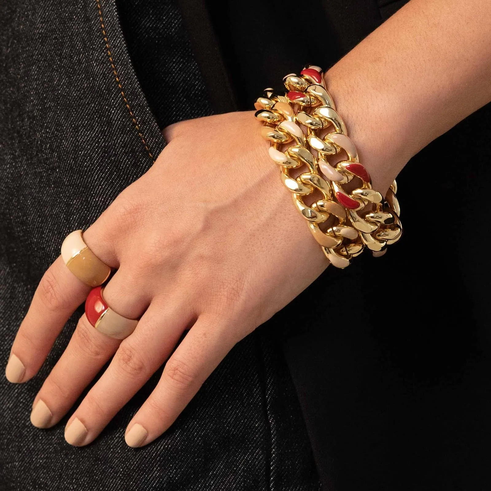 Bracciale Unoaerre groumette smalto beige e bordeaux - 2183