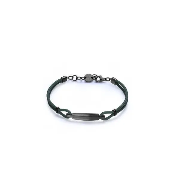 Bracciale Uomo Gioielli Sagapò Panama in acciaio con pvd nero e gomma verde spa21