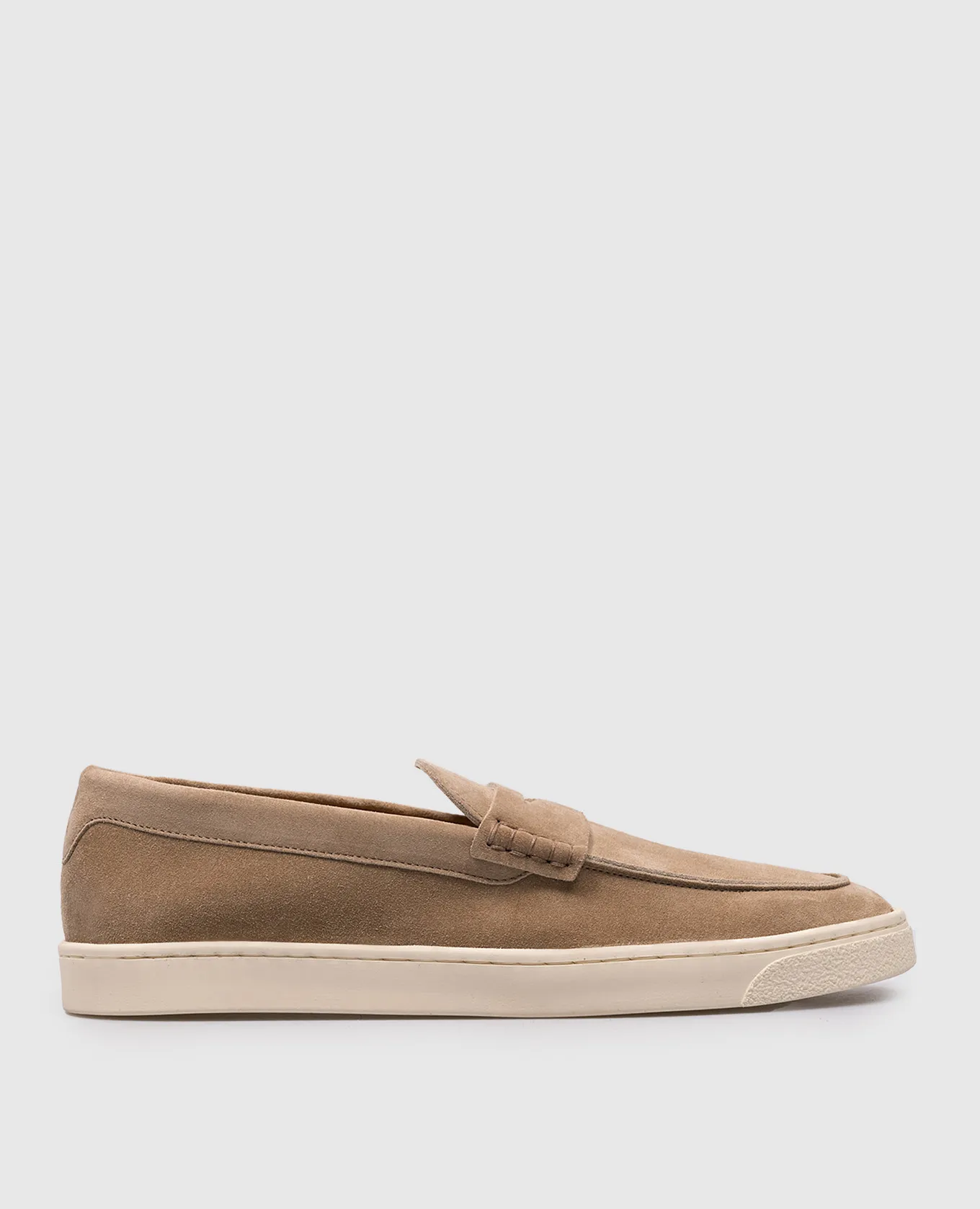 Brunello Cucinelli Mocassini in camoscio beige con logo MZUSILN312