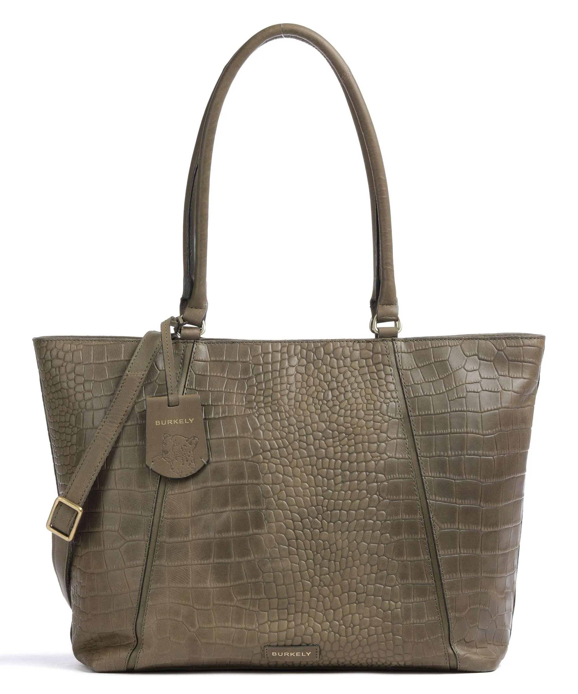  Burkely Cool Colbie Borsa shopper 15″ pelle in rilievo verde-oliva  