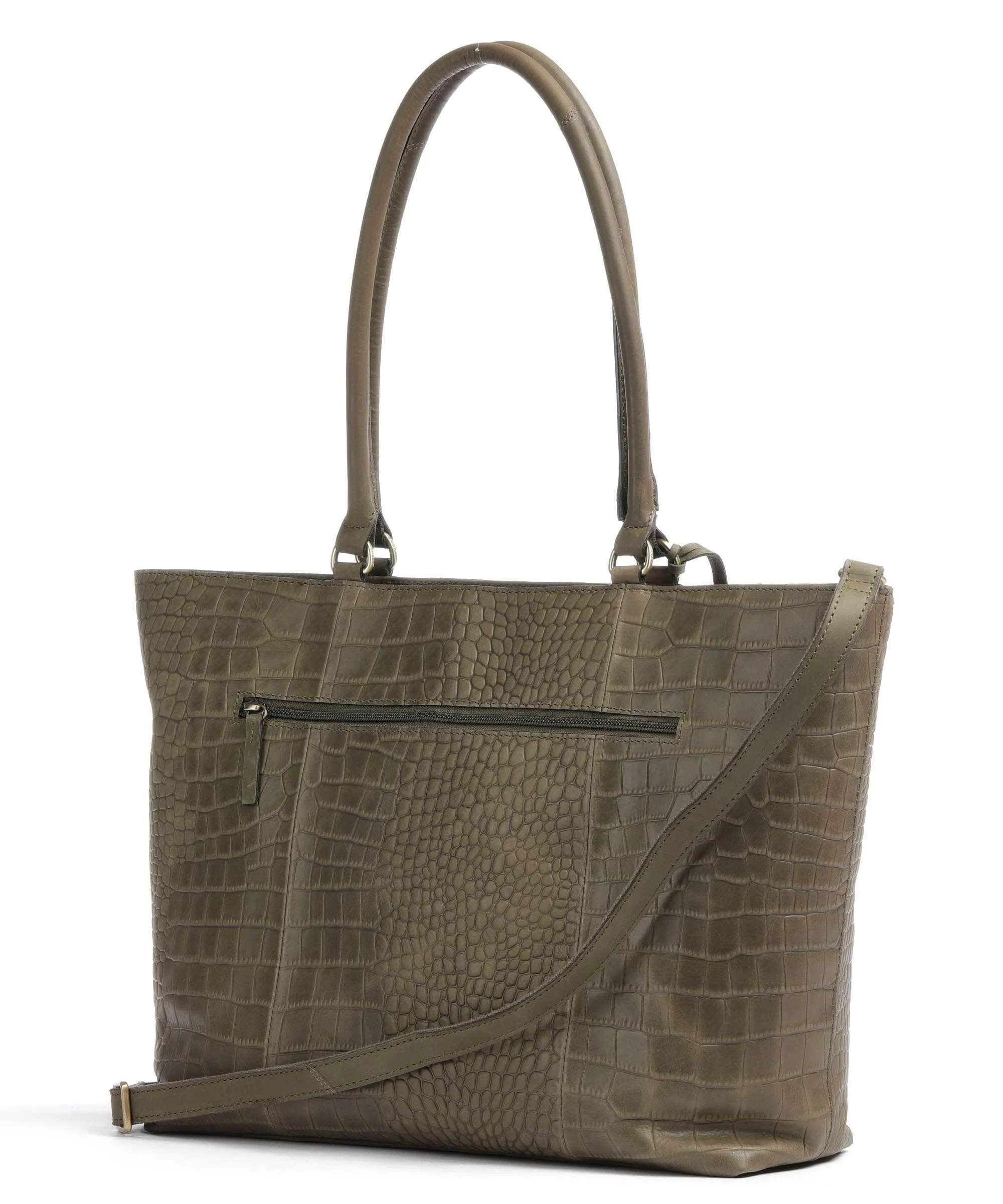  Burkely Cool Colbie Borsa shopper 15″ pelle in rilievo verde-oliva  
