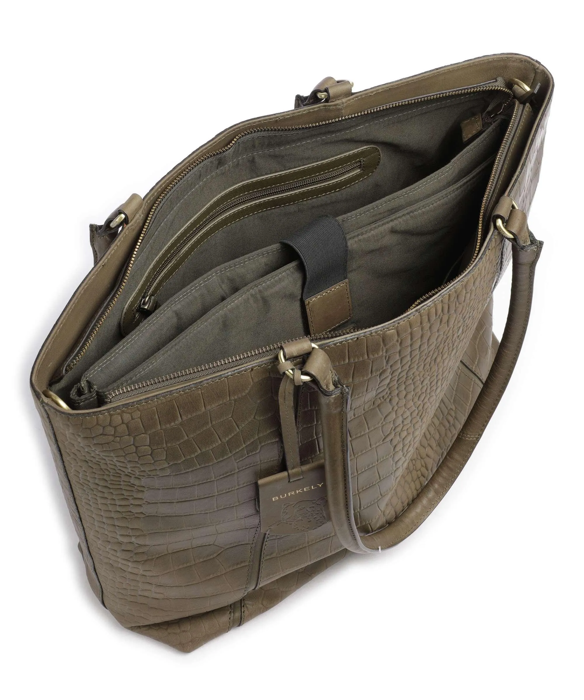  Burkely Cool Colbie Borsa shopper 15″ pelle in rilievo verde-oliva  