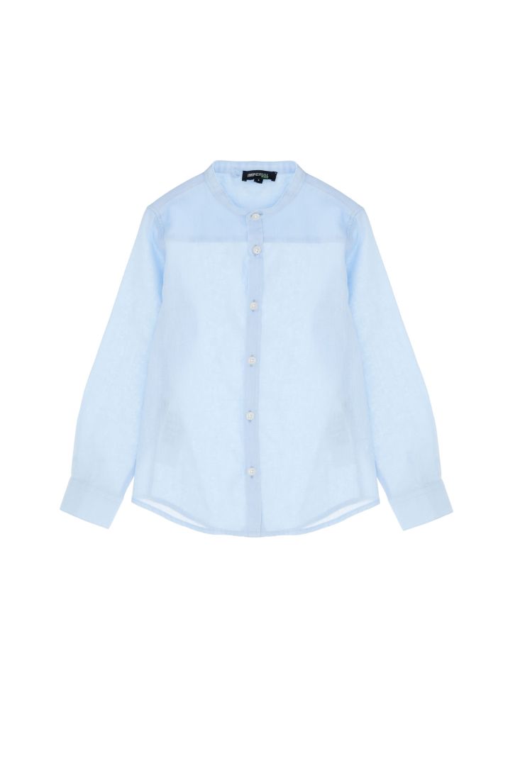 Camicia bambino monocolour con collo alla coreana