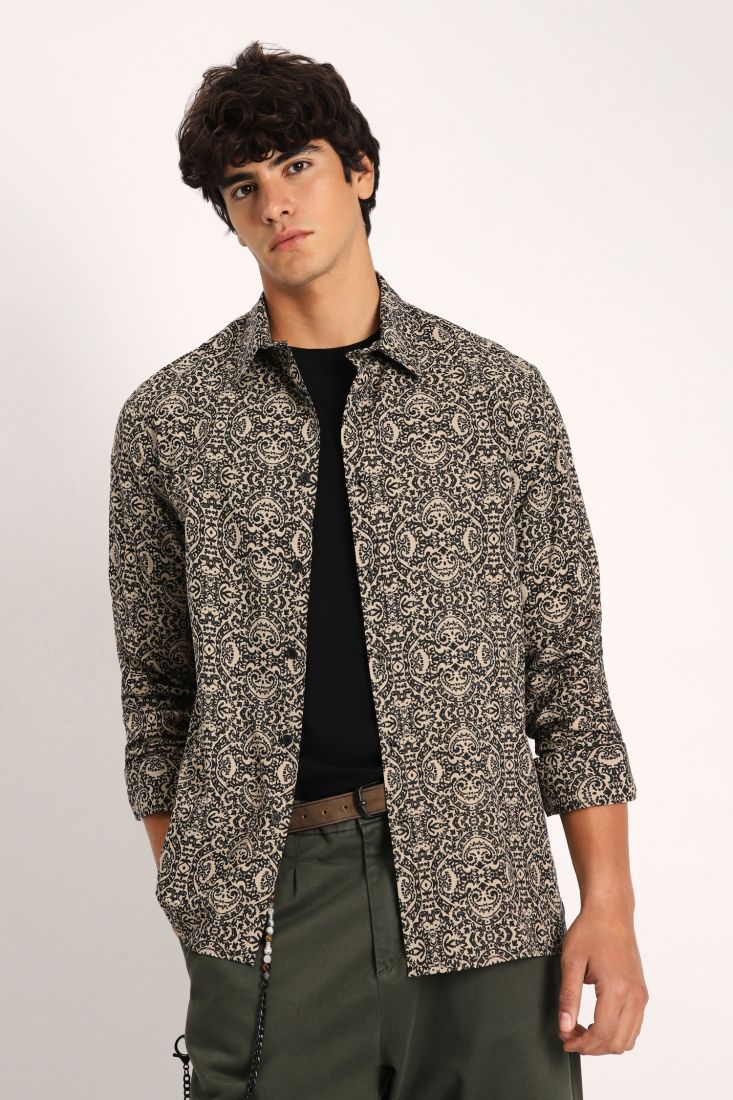 Camicia fantasia barocca con colletto classico