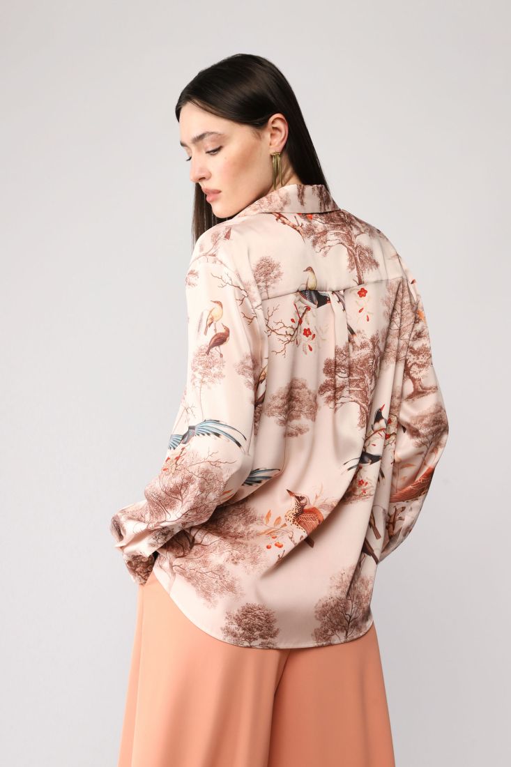 Camicia fantasia botanica con colletto classico