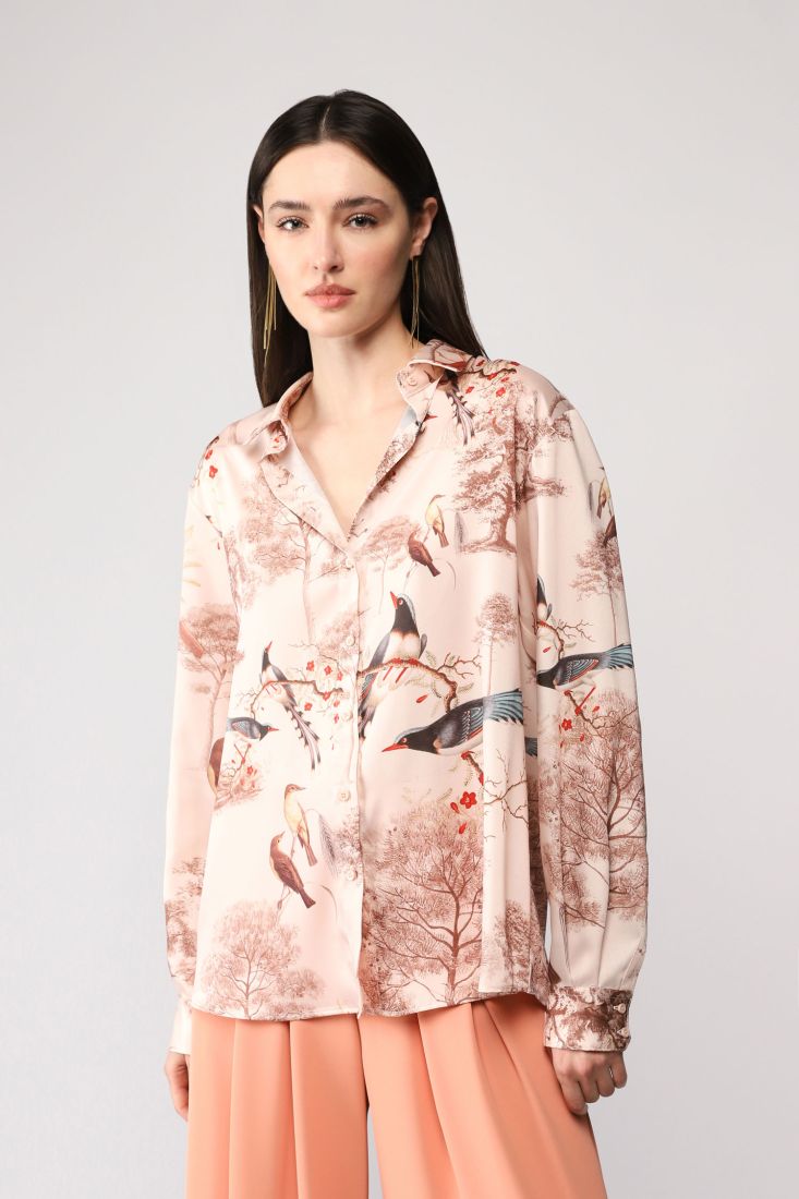 Camicia fantasia botanica con colletto classico