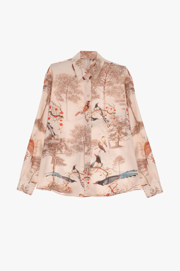Camicia fantasia botanica con colletto classico