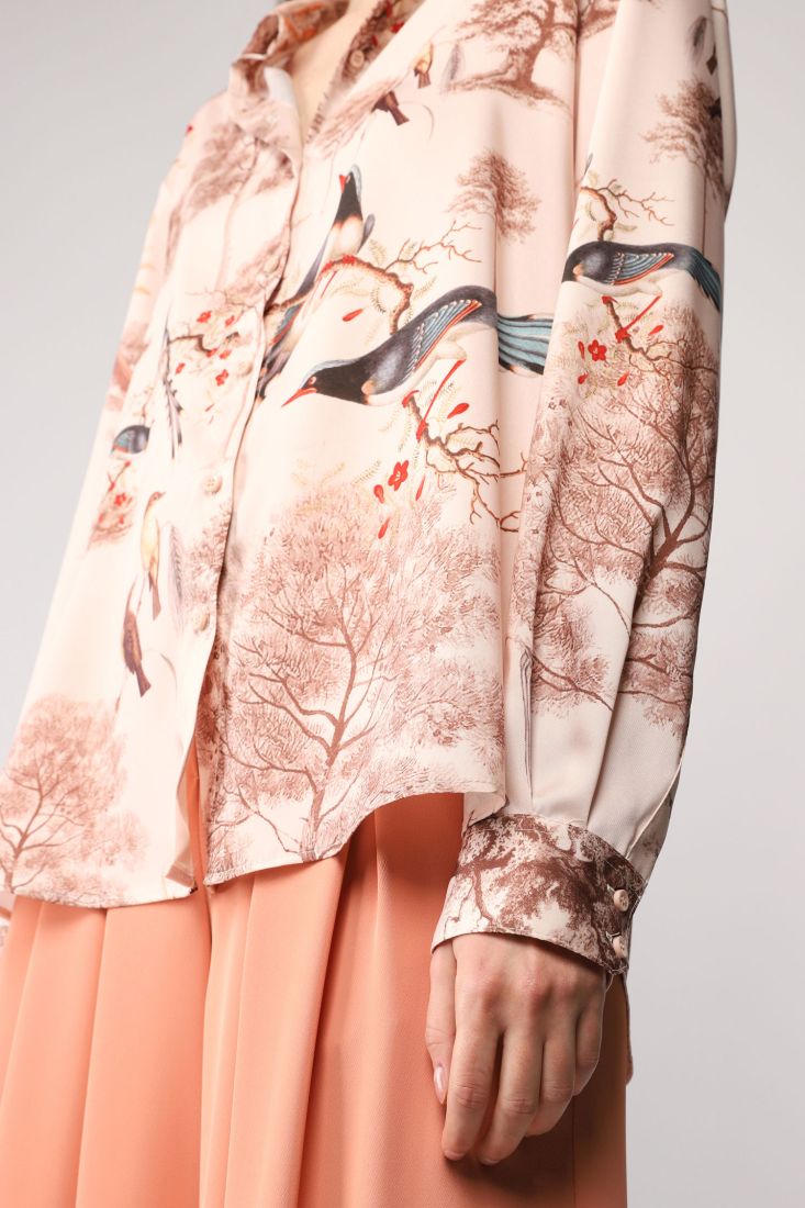 Camicia fantasia botanica con colletto classico