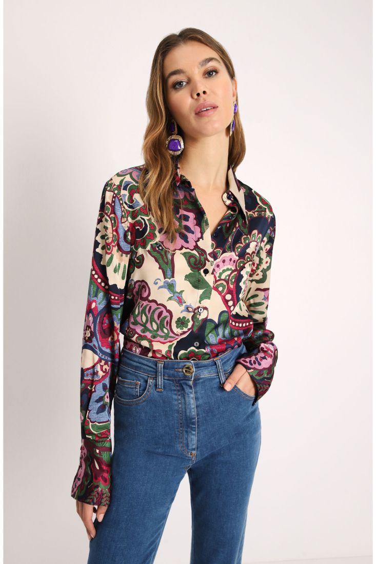Camicia fantasia floreale con colletto classico