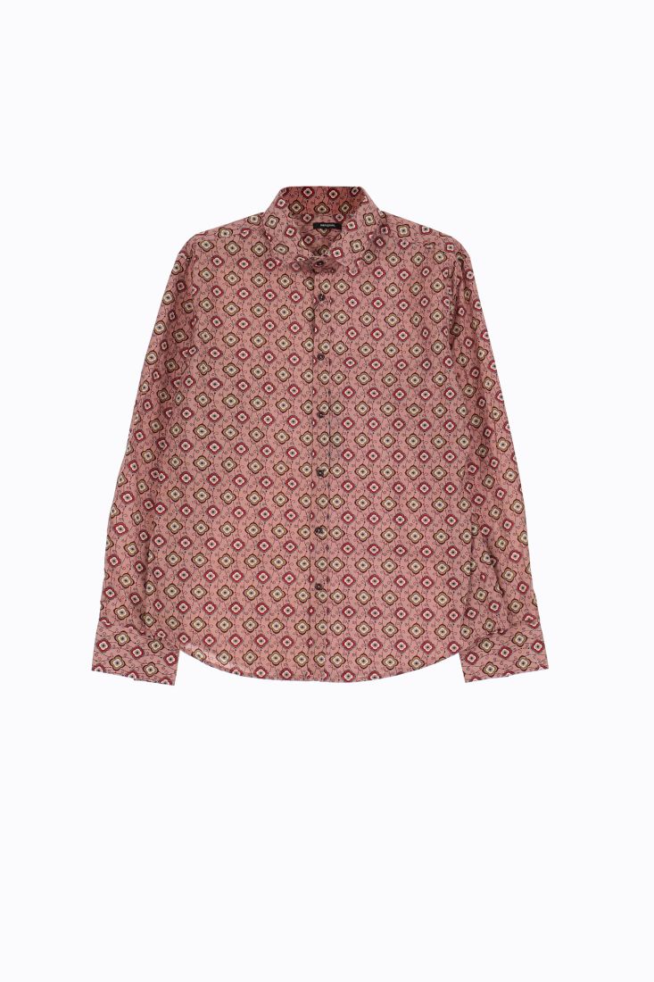 Camicia fantasia geometrica con colletto classico