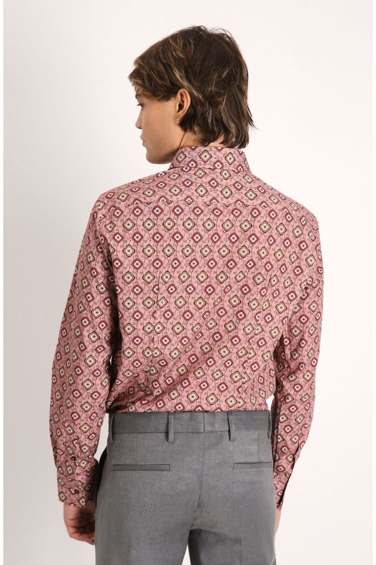 Camicia fantasia geometrica con colletto classico