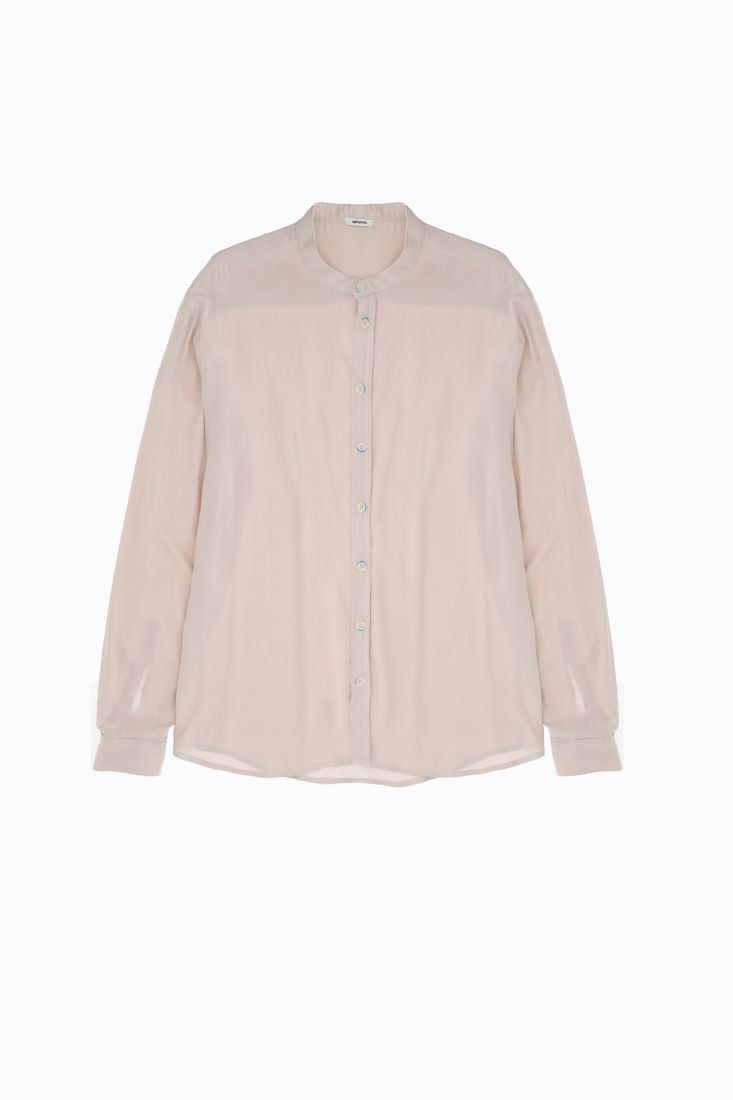 Camicia monocolour con collo alla coreana