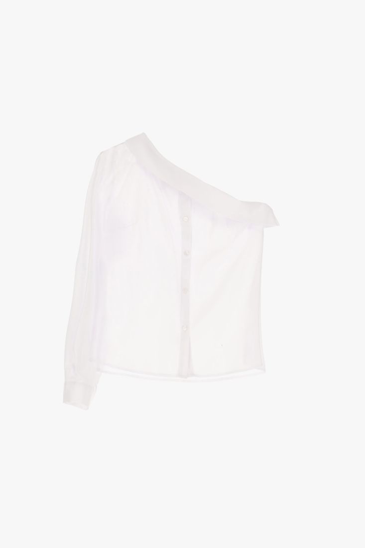 Camicia monospalla monocolour con orlo risvoltato