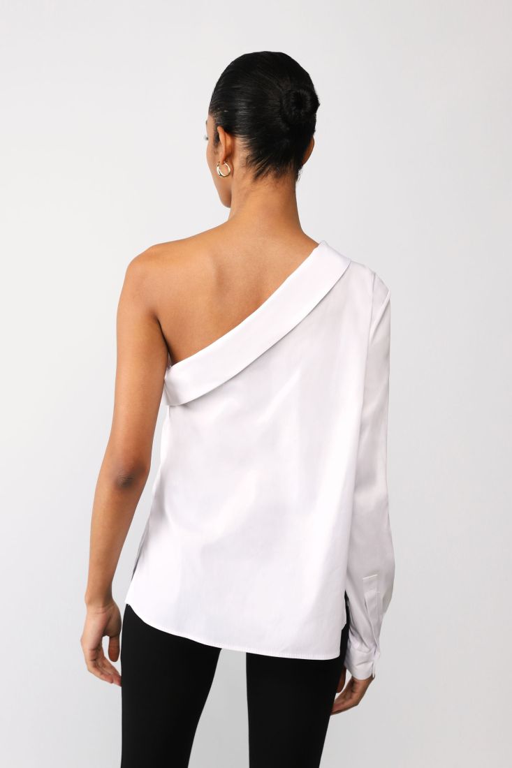 Camicia monospalla monocolour con orlo risvoltato