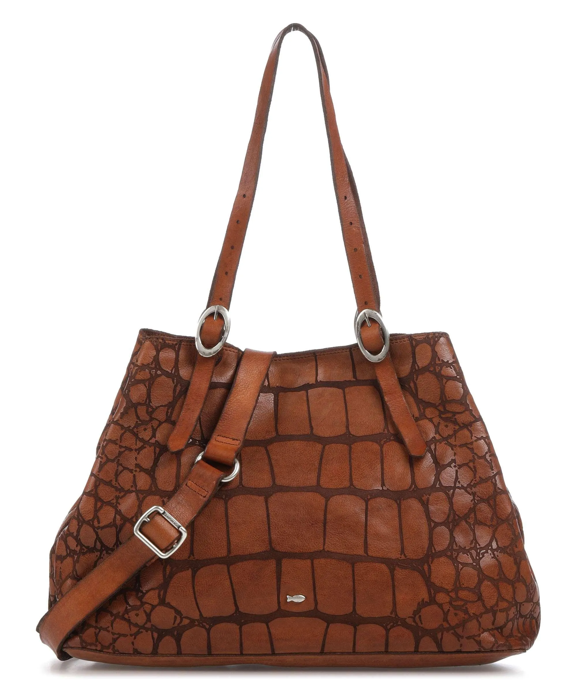  Campomaggi Borsa shopper pelle di vacchetta goffrata marrone  