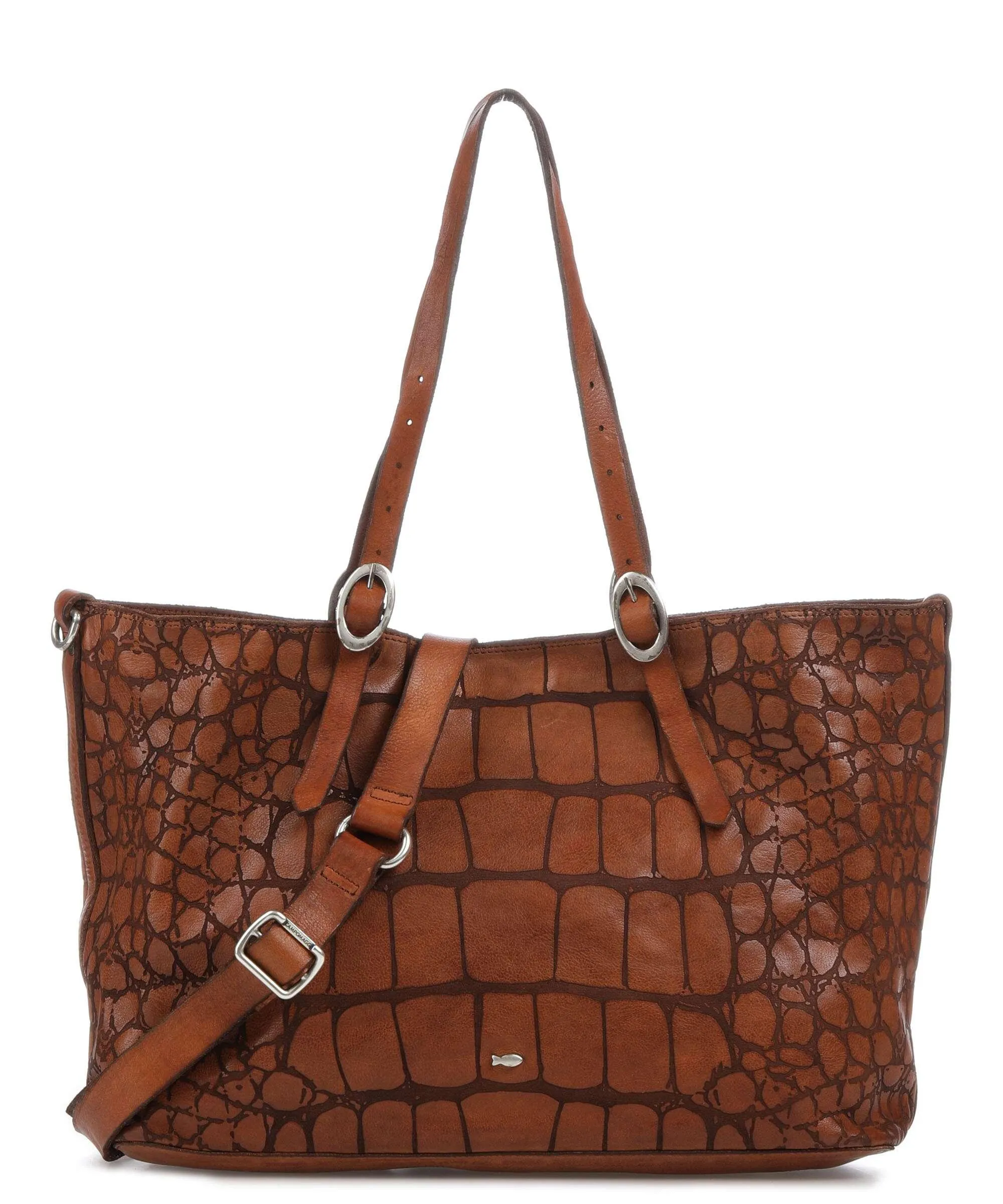  Campomaggi Borsa shopper pelle di vacchetta goffrata marrone  