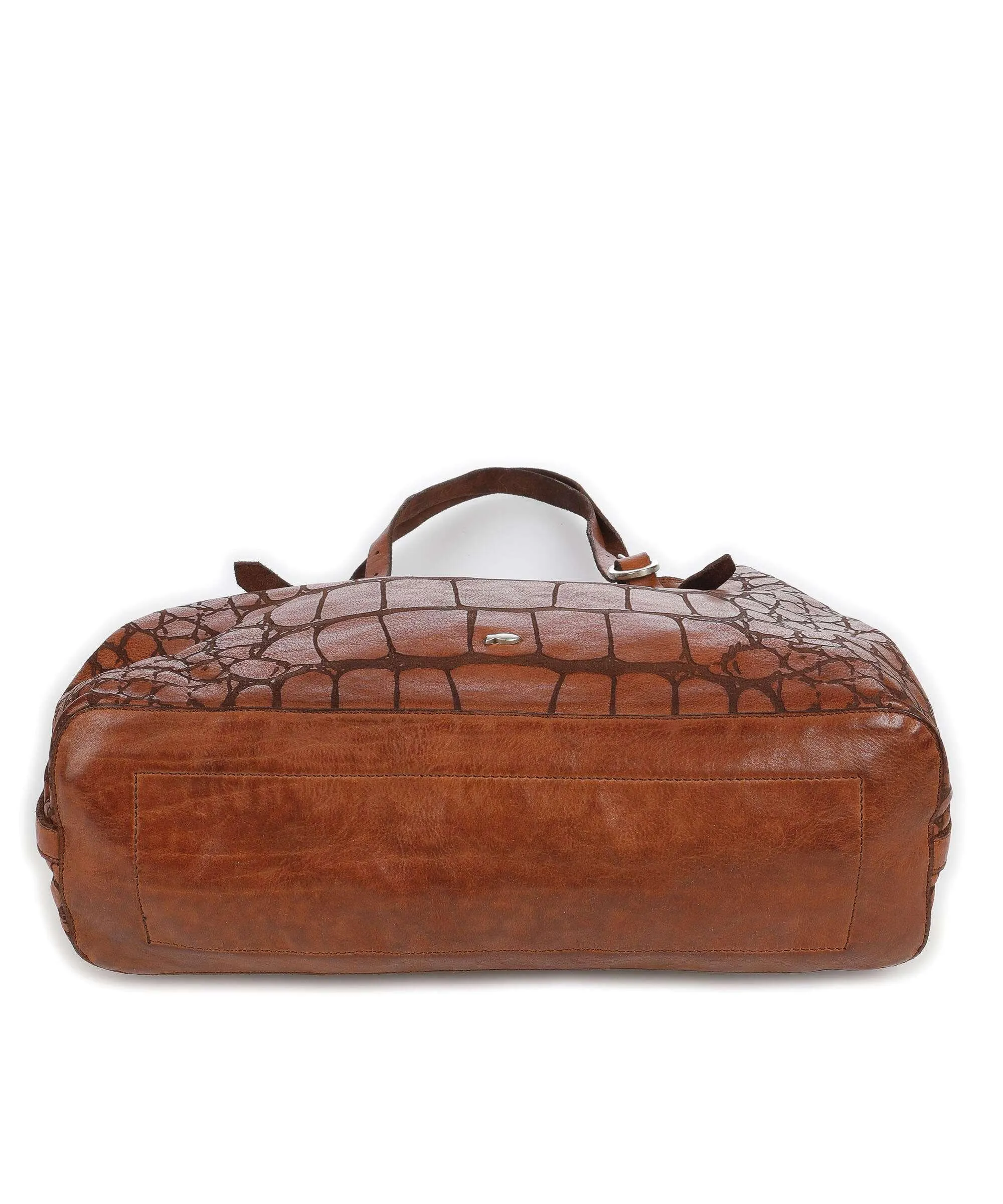  Campomaggi Borsa shopper pelle di vacchetta goffrata marrone  
