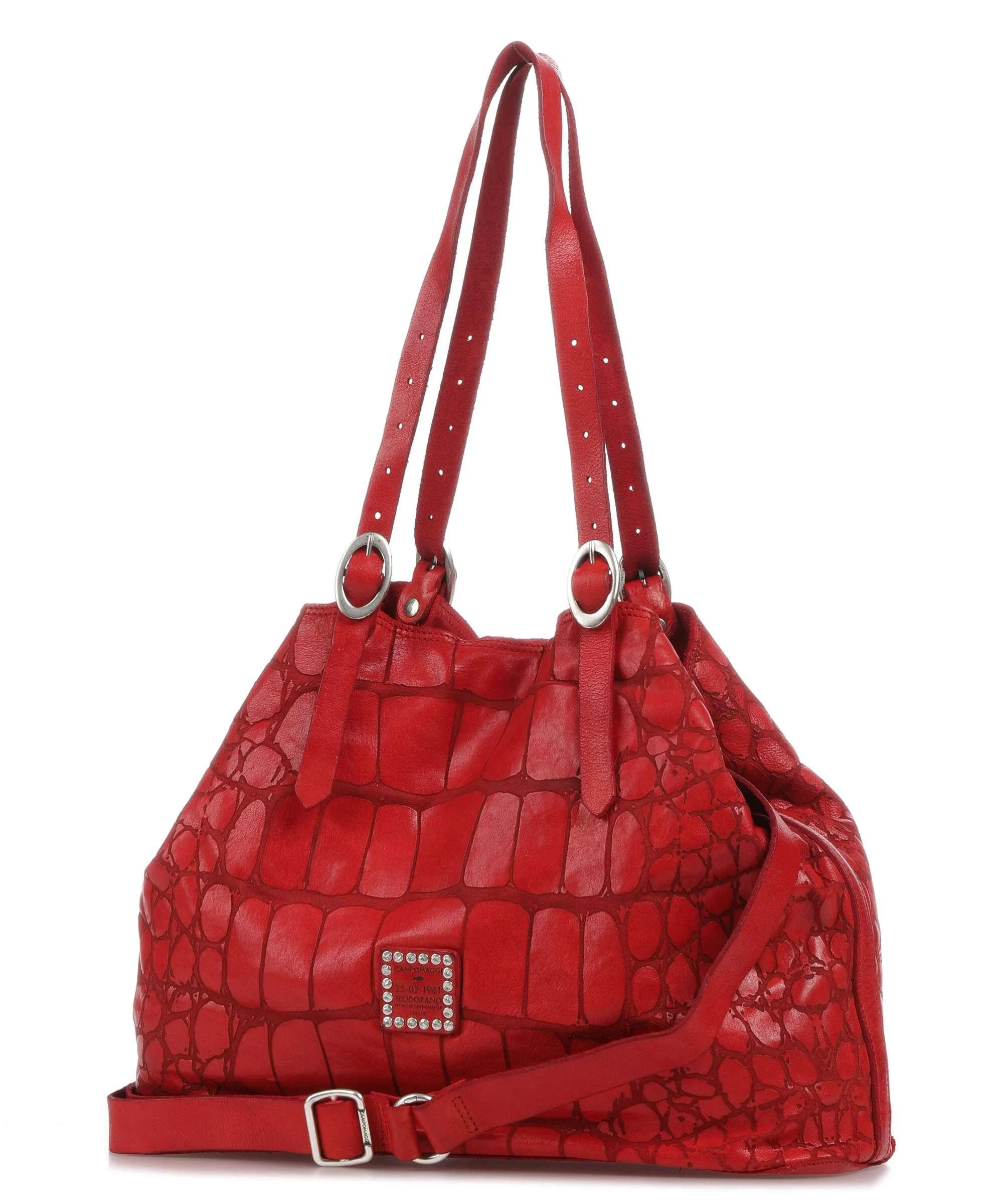  Campomaggi Borsa shopper pelle di vacchetta goffrata rosso  