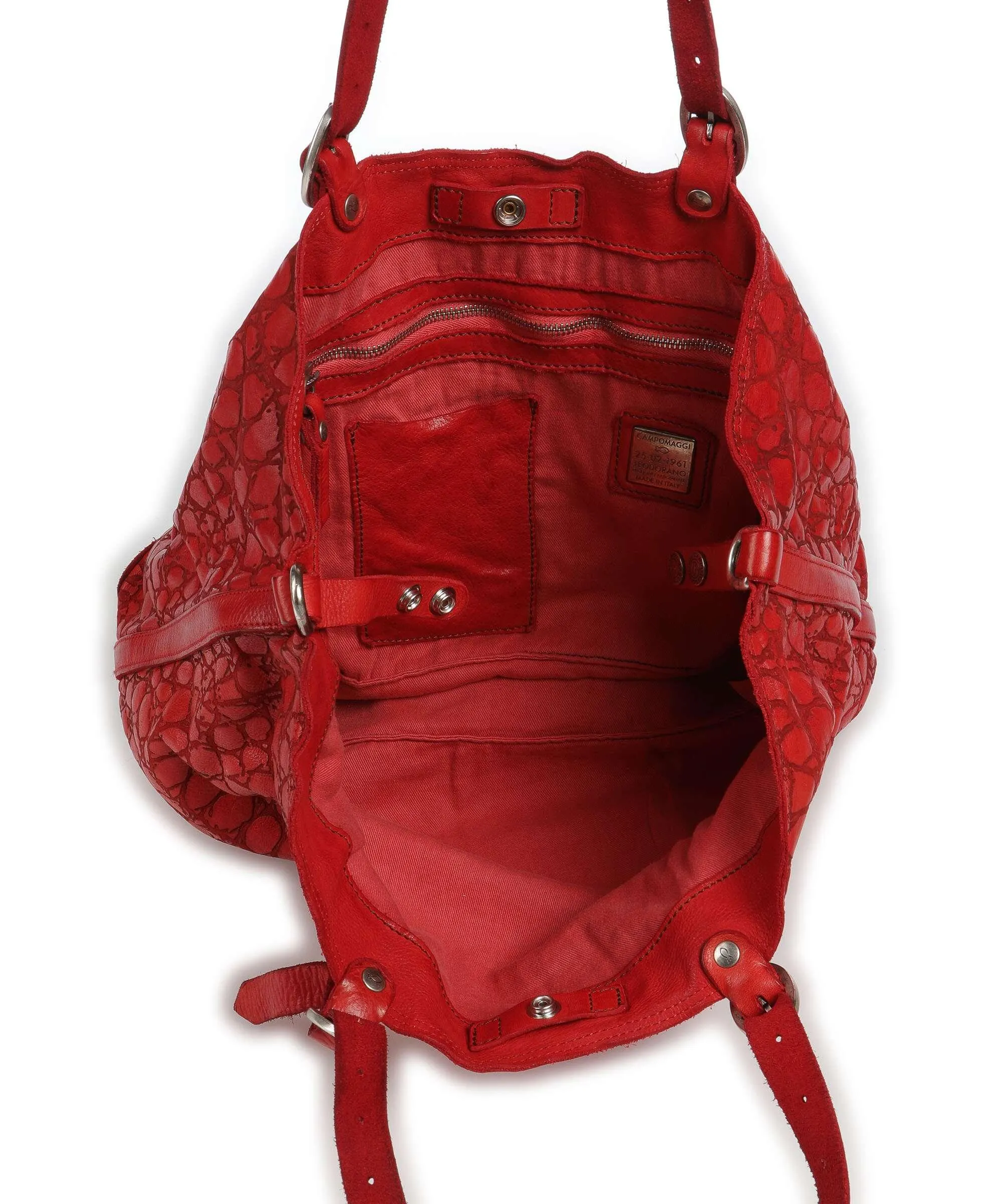  Campomaggi Borsa shopper pelle di vacchetta goffrata rosso  