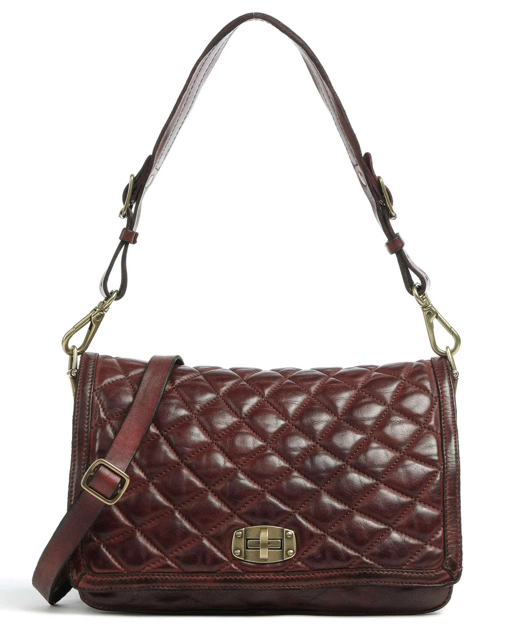  Campomaggi Prestige Borsa a spalla pelle di vacchetta grana rosso scuro  